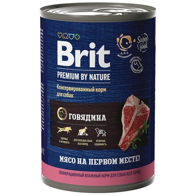 Brit Premium By Nature консервы для собак с говядиной 410 г (банка)