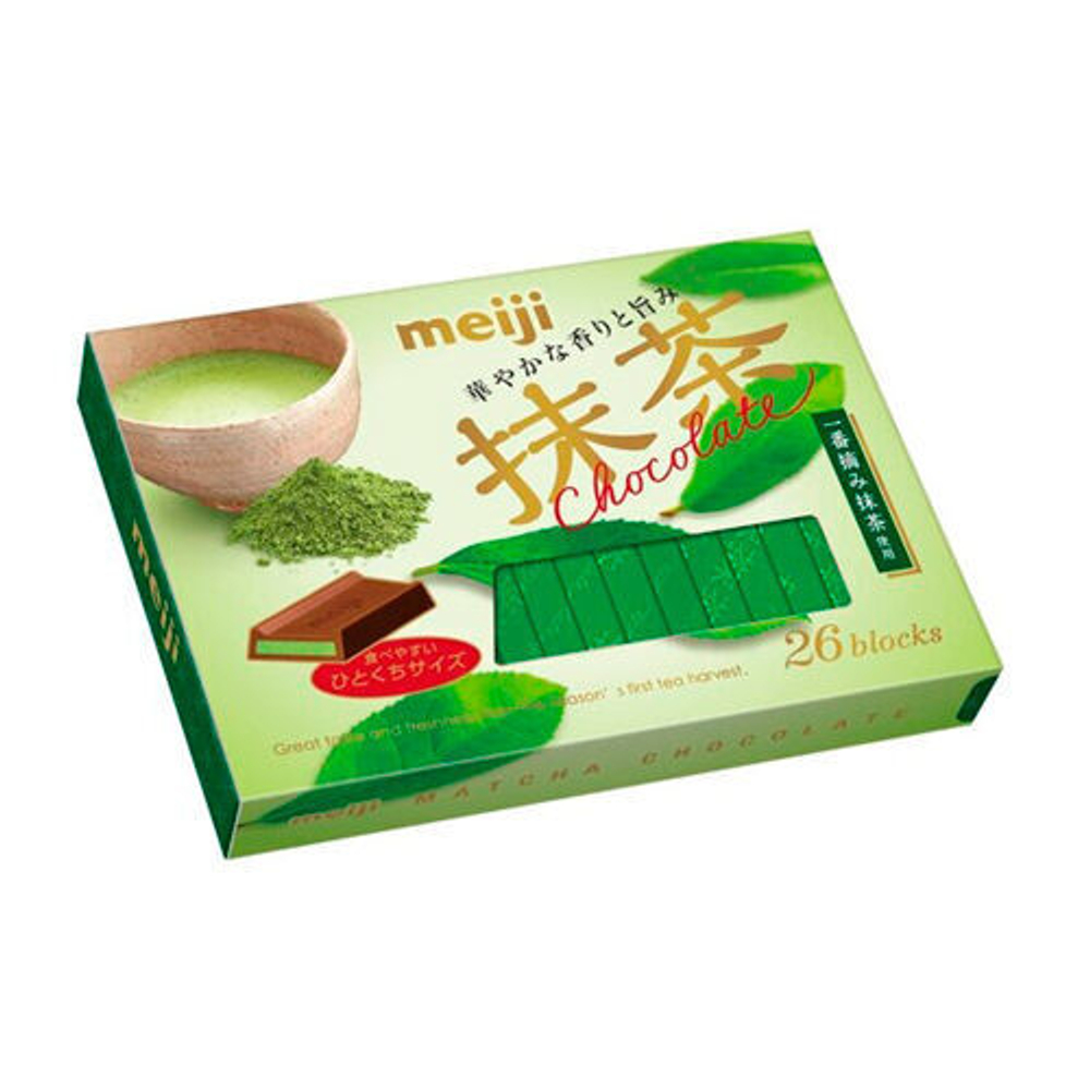 Шоколад Meiji 26 blocks Matcha со вкусом зелёного чая, 120г гр