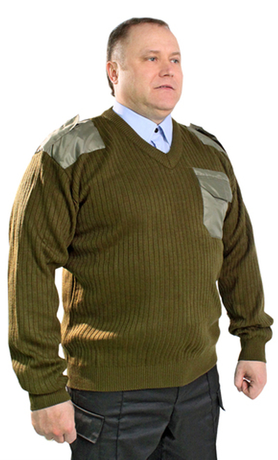 Джемпер оливковый V вырез