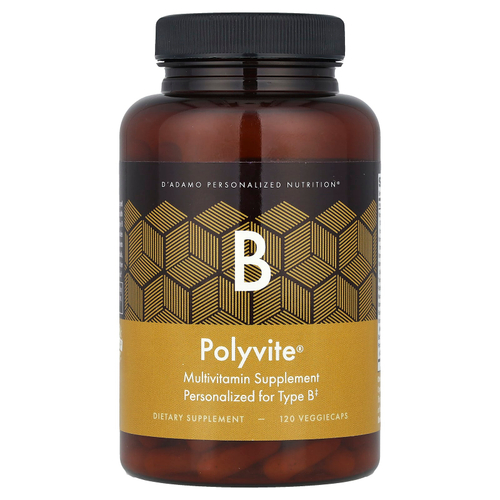 D'adamo, Polyvite® B, мультивитаминная добавка, 120 вегетарианских капсул