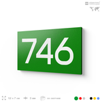 Номер на дверь 746, табличка на дверь для офиса, квартиры, кабинета, аудитории, склада, зеленая 120х70 мм, Айдентика Технолоджи