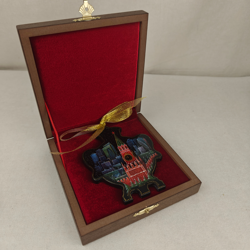 Сувенир Самовар "Москва" с росписью Палех в подарочном футляре