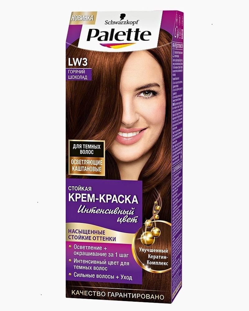 Palette Крем-краска для волос, стойкая, тон №LW3, Горячий шоколад, 110 мл