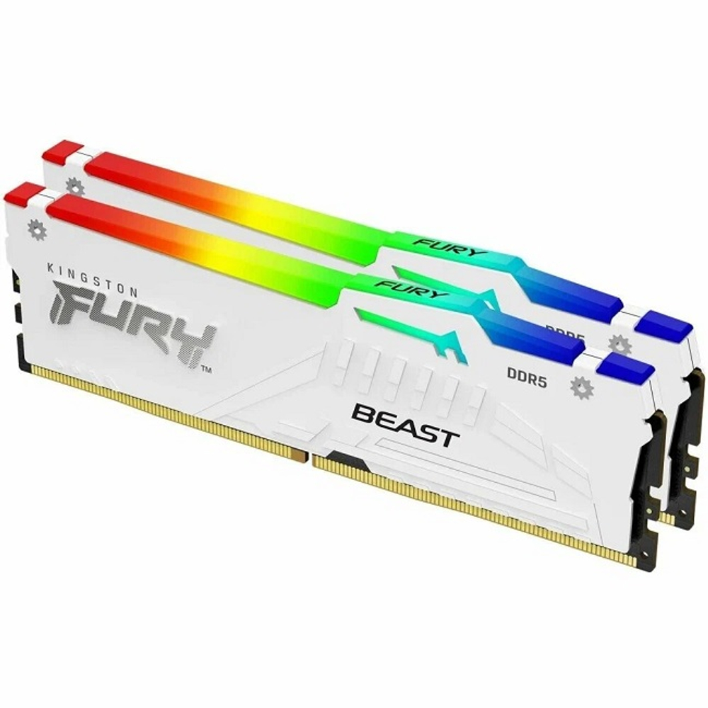 Модуль памяти DIMM DDR5 32Gb, 5600Mhz, 2x16Gb, Kingston FURY Beast RGB White (KF556C36BWEAK2-32)