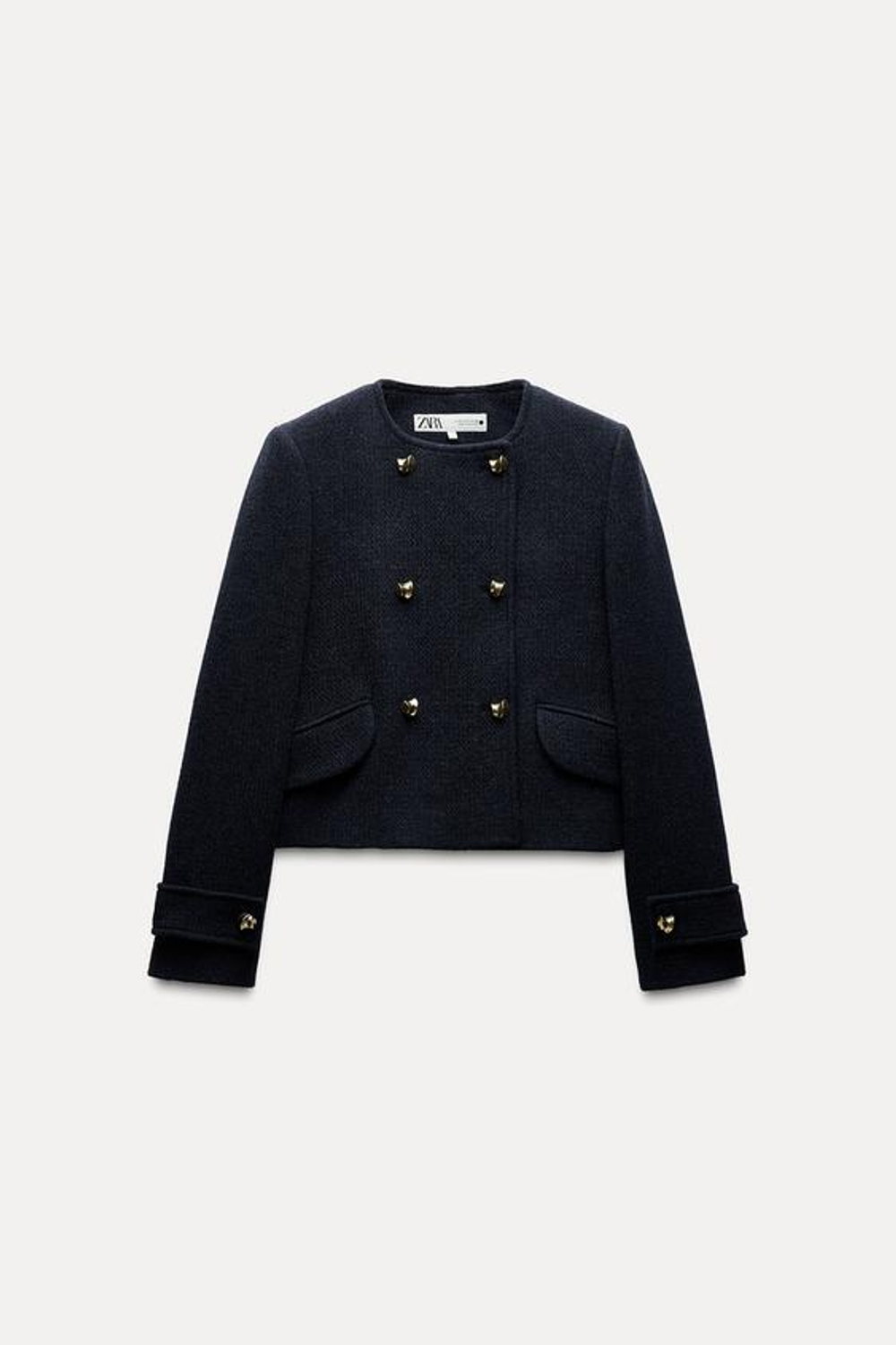 ZARA КАРДИГАН ИЗ СМЕСОВОЙ ШЕРСТИ С ПУГОВИЦАМИ — ZW COLLECTION, СЕРО-СИНИЙ