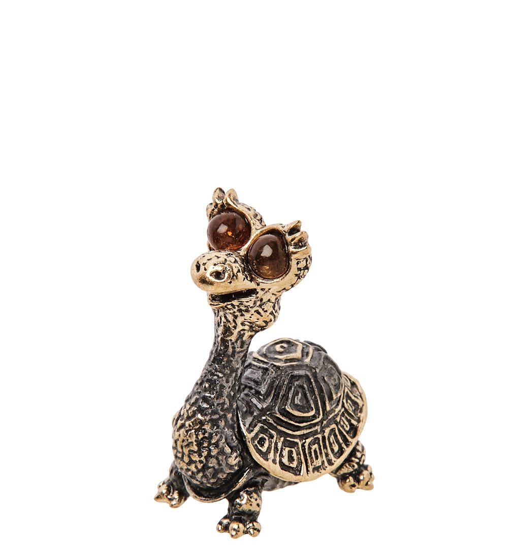 AM-3226 Фигурка «Черепаха Красотка» (латунь, янтарь)