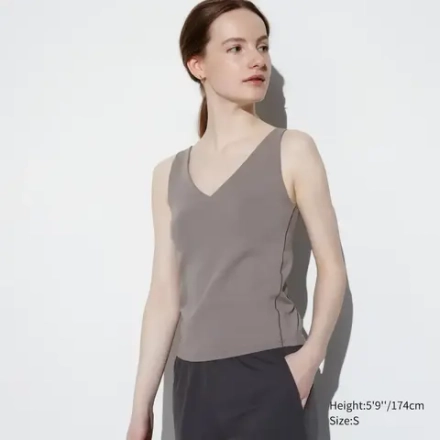 UNIQLO ТОП - БЮСТГАЛЬТЕР AIRISM ACTIVE БЕЗ РУКАВОВ, КОРИЧНЕВЫЙ
