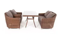 "Кон Панна" обеденная группа плетеная, цвет коричневый
