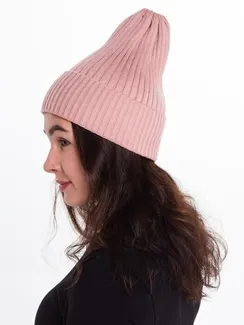 Шапка женская зимняя, цвет пудра, размер 52-56