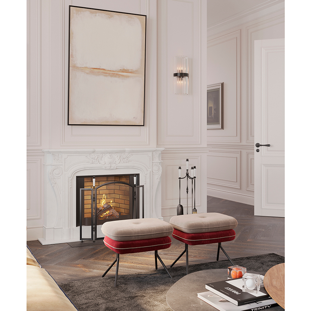 Пуф Bergenson Bjorn Pea, велюр, бежевый/бордовый