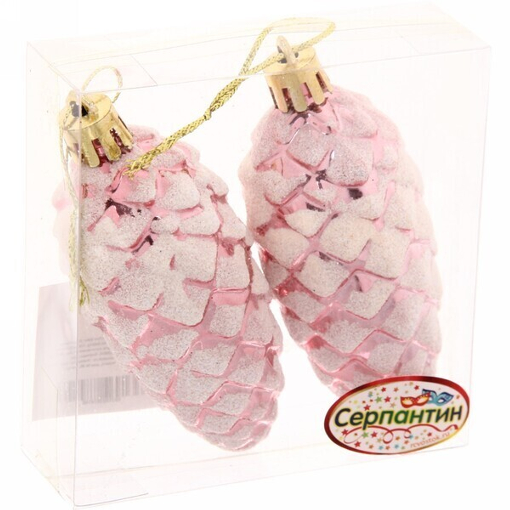 Ёлочные игрушки «Таинственное очарование» Шишки 9 см (набор 2шт), розовое золото