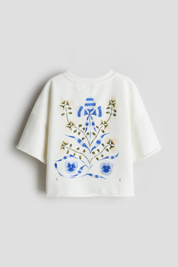 H&M Футболка оверсайз с принтом, белый