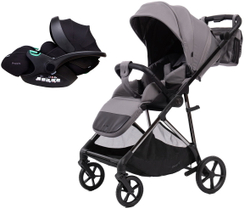 Прогулочная коляска Peppy Amici с автокреслом Verona Black Grey рама Black Chrome