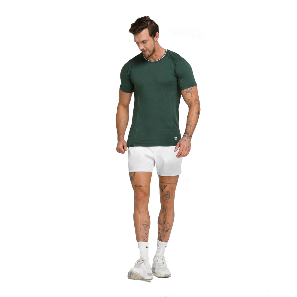 Мужское теннисное поло Wilson Players Seamless Crew 2.0 T-Shirt Men - Green
