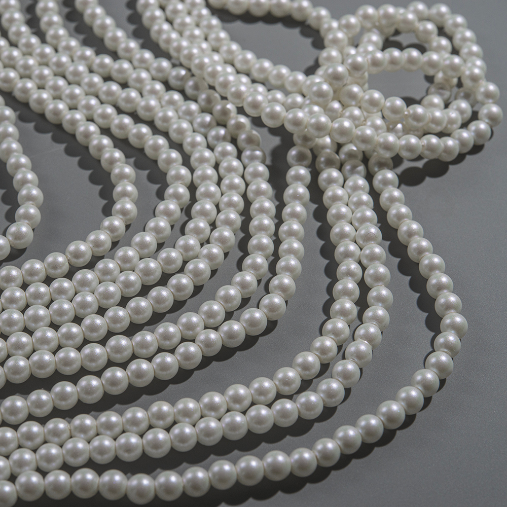 Хрустальный жемчуг, оттенок "Shimmer Snow", шар 4мм, перламутрово-сатиновое улучшенное покрытие