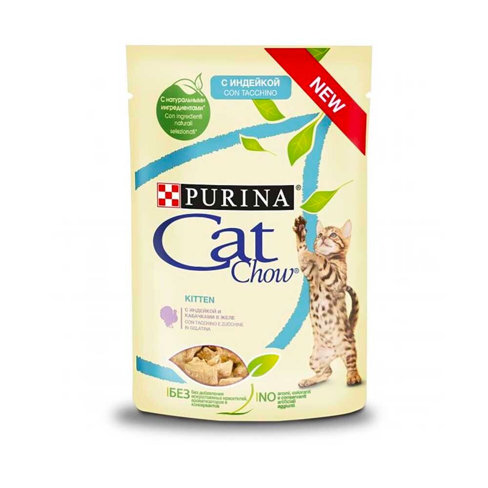 Cat Chow Kitten индейка/кабачок в желе - консервы для котят 85 г