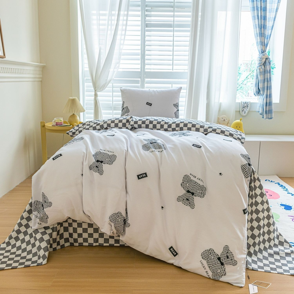 Комплект постельного белья на резинке Сатин Люкс KIDS 100% хлопок CDKR063 1.5-спальный наволочки 50x70