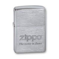 Зажигалка серебристая матовая Zippo Name in flame с покрытием Brushed Chrome