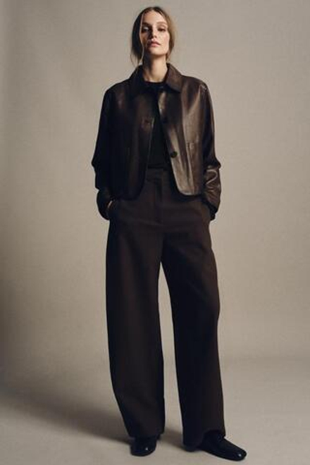 ZARA БРЮКИ В ПОЛОСКУ — ZW COLLECTION, КОРИЧНЕВЫЙ МЕЛАНЖ