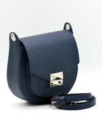 Оригинальная женская маленькая синяя полукруглая сумочка из искусственной кожи с пряжкой 20х18,5х9,5 см COSCET М-СД-187