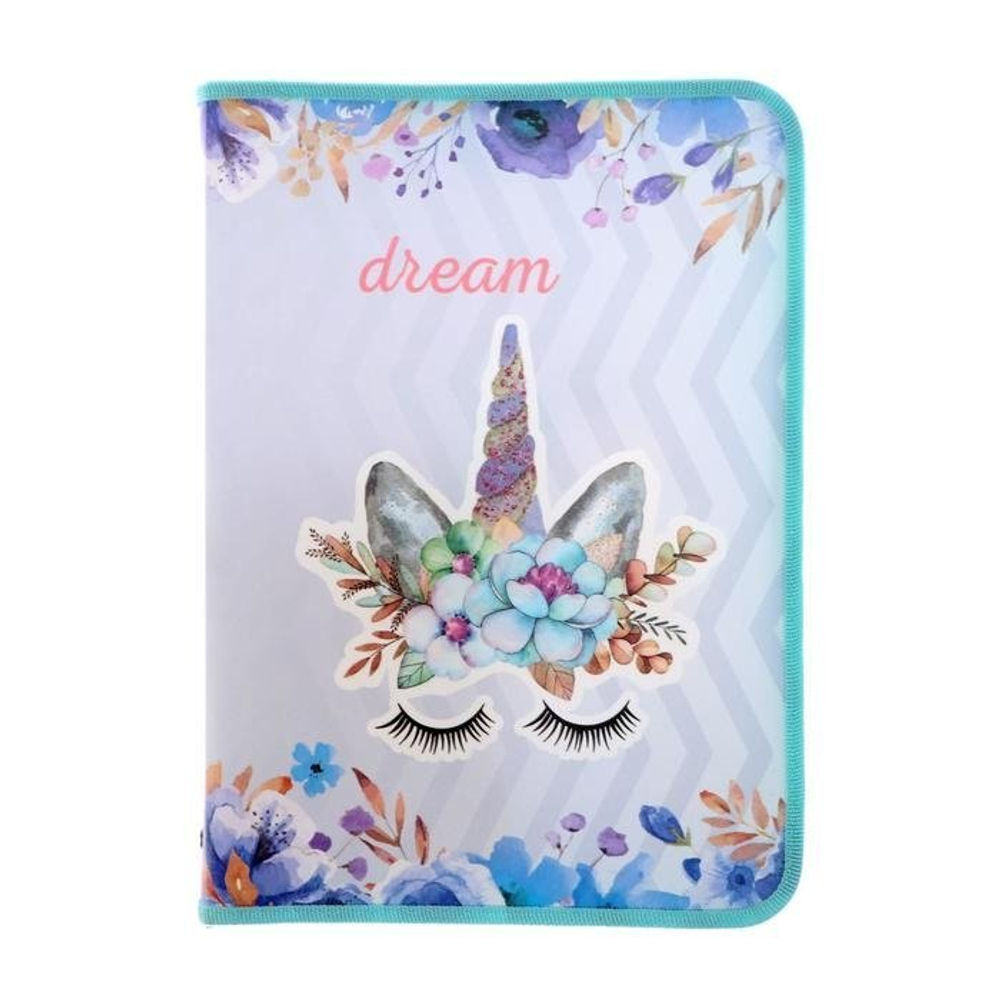 Папка 1 отделение, А4 230х325х25 мм, Пчелка, пластик, дизайн с двух сторон, молния вокруг, "Magic dream"