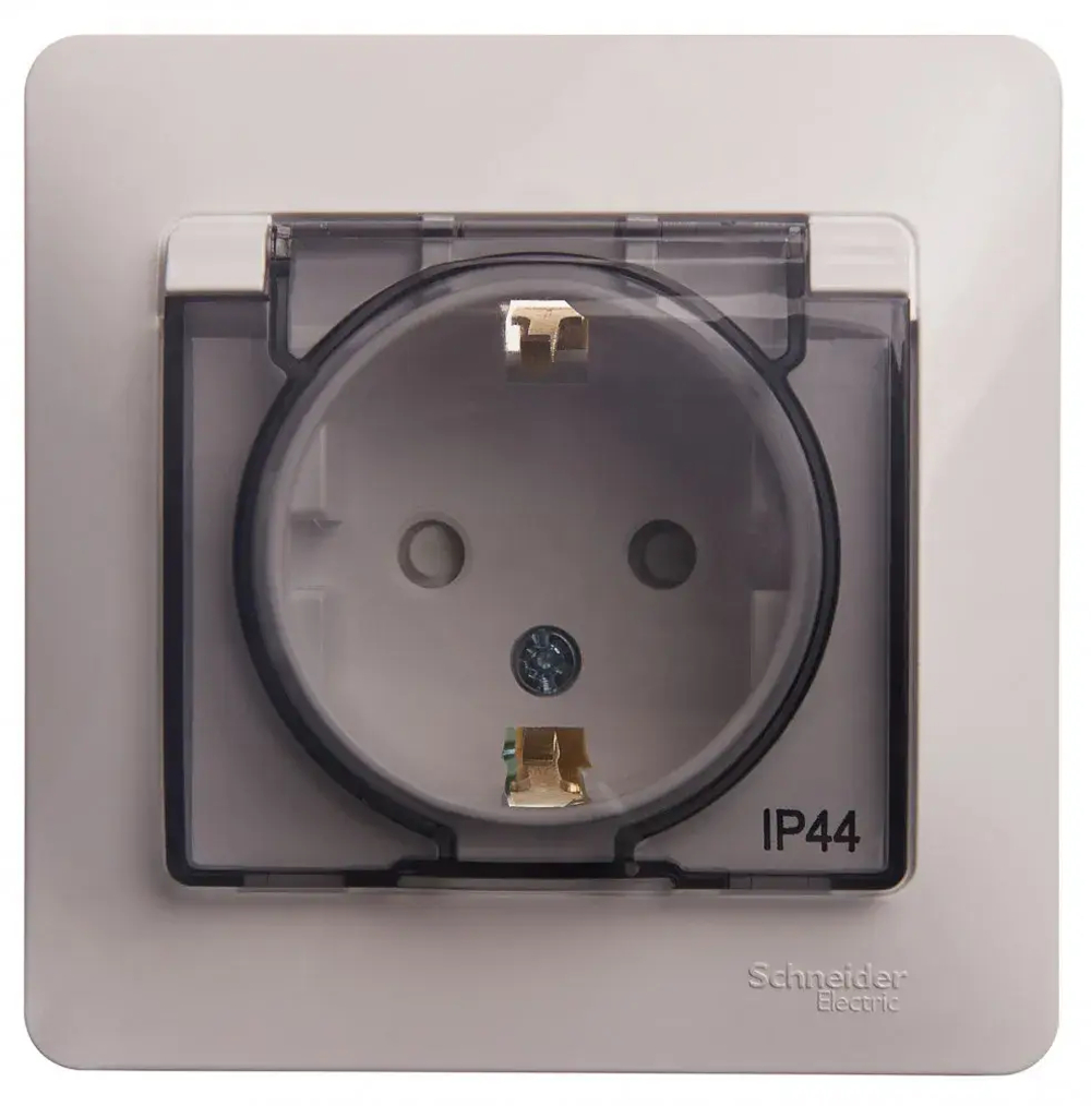 Розетка IP44 "Glossa" С/У с ЗК (250В, 16А, защит.шторки)