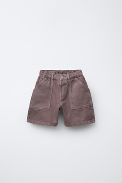 ZARA ШОРТЫ-БЕРМУДЫ ИЗ ТВИЛА, ЛИЛОВЫЙ