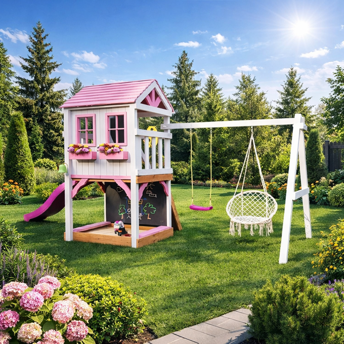 Детский домик с качелями "Прованс"