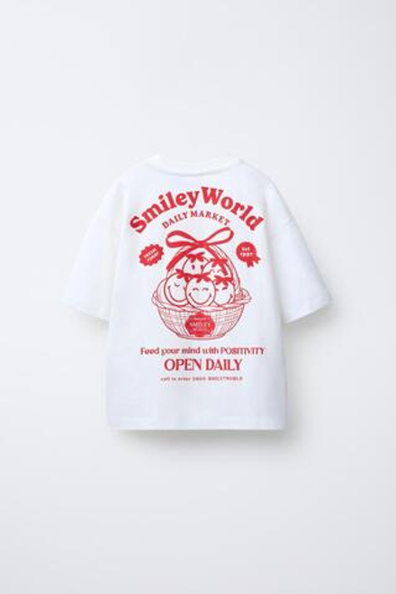 ZARA ФУТБОЛКА С ПРИНТОМ SMILEYWORLD ®, БЕЛЫЙ