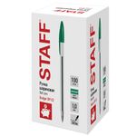 Ручка шариковая STAFF Basic Budget BP-02, письмо 500 м, ЗЕЛЕНАЯ, длина корпуса 13,5 см, линия письма 0,5 мм, 143761