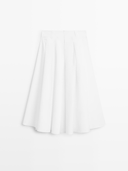 Massimo Dutti Юбка миди с петлями для пояса, белый