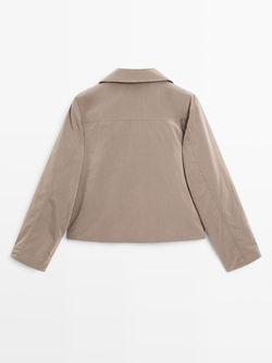 Massimo Dutti Укороченная стеганая куртка с обтяжными пуговицами, кротово-коричневый