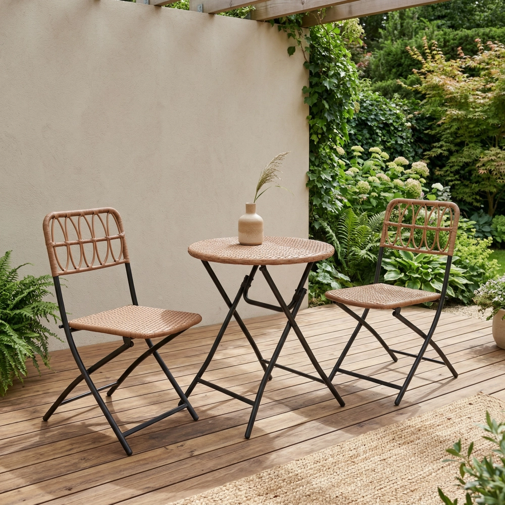 Набор садовой мебели складной «Дачная симфония» DS-R127: стол 60*70 см, 2 стула 54*46*85 см, бежевый