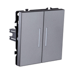 Выключатель 2-клавишный 10А/250В с LED подсветкой, серый Kollinger Eclipse EC-010GY