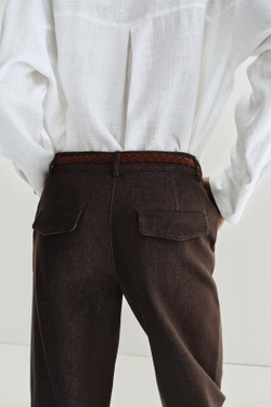 ZARA БРЮКИ ЧИНОС С ПЛЕТЕНЫМ РЕМНЕМ, КОРИЧНЕВЫЙ
