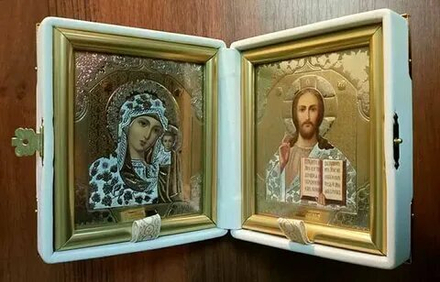 Складень малый белый: кожа, стекло (16х14х5) 24224-Б-Зол (2204-0224) (Белив)