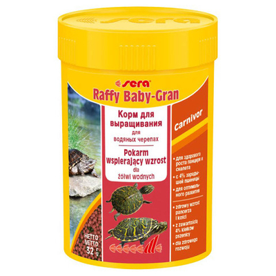 Sera Raffy Baby-Gran 100 мл - корм для молодых водных черепах