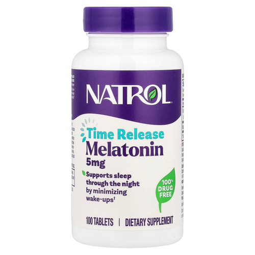 Natrol, мелатонин, медленное высвобождение, 5 мг, 100 таблеток