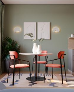 Стул Ror, Round, велюр, черный/темно-красный