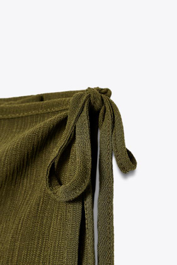 ZARA ЮБКА-ПАРЕО ИЗ ПОЛУПРОЗРАЧНОЙ ТКАНИ, МЯГКИЙ ЗЕЛЕНЫЙ