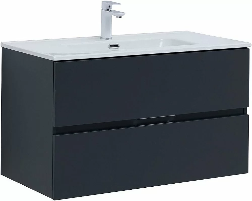 Тумба с раковиной Aquanet Алвита New 303919 90 антрацит