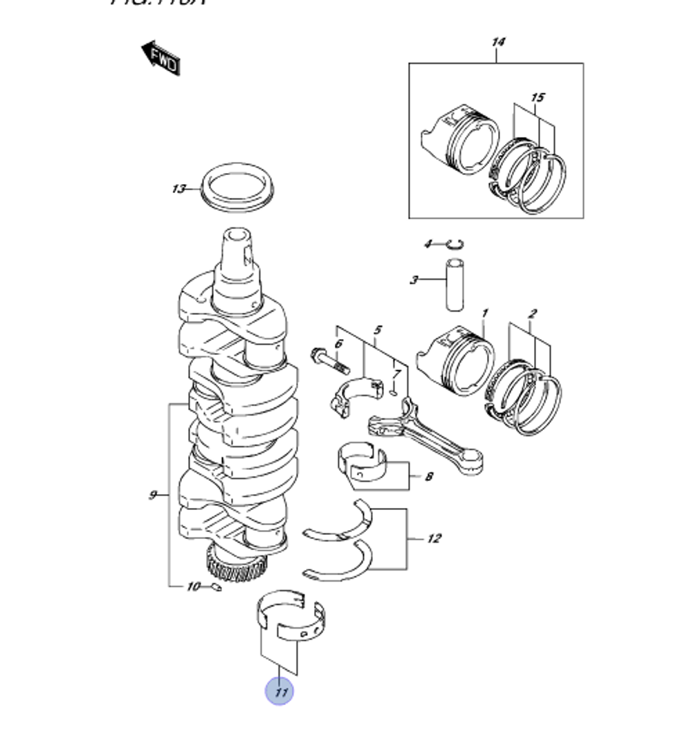 Вкладыш коренной (голубой) Suzuki 7610-99JL0-00012340-85FB3-0D0