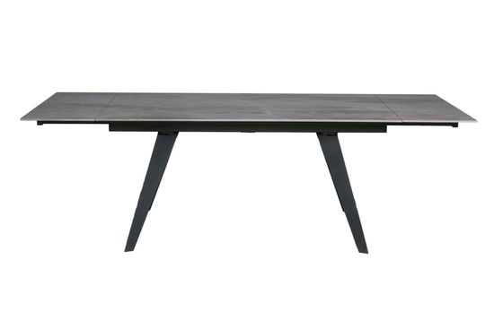 Стол "РЕЙН" 160-240, керамика Italian Light Grey глянцевый, опоры черный муар