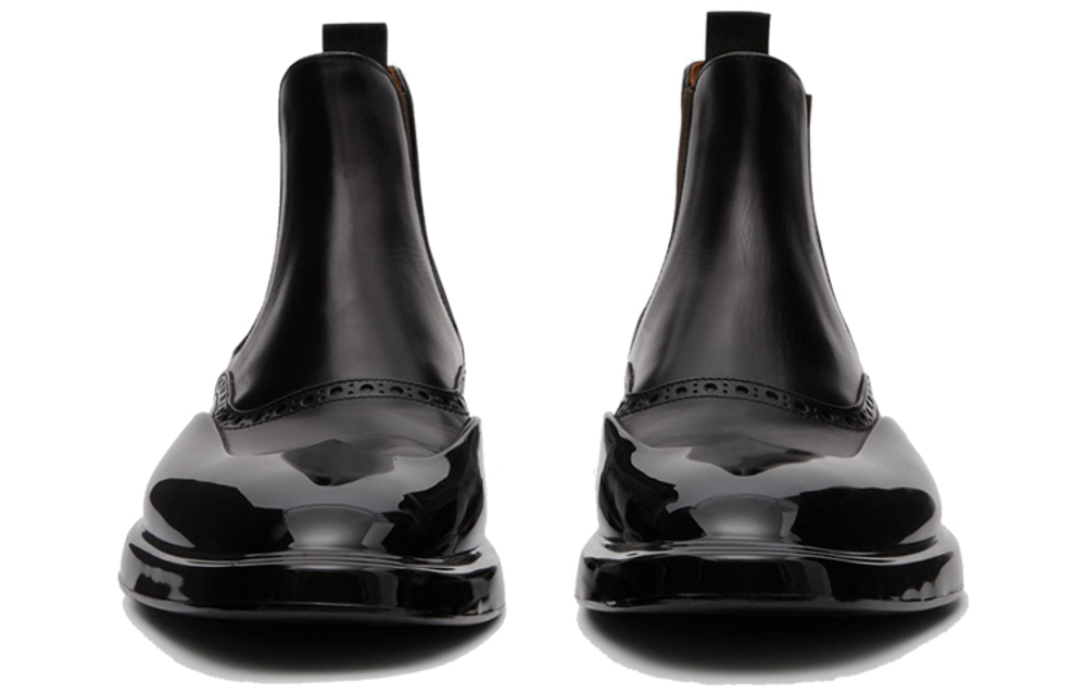 Burberry Leather Ankle Length Chelsea Boots Men"s Black