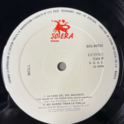 Винтажная виниловая пластинка LP Moll The House Of The Rising Sun (Spain 1988) 45 RPM, Maxi-Single