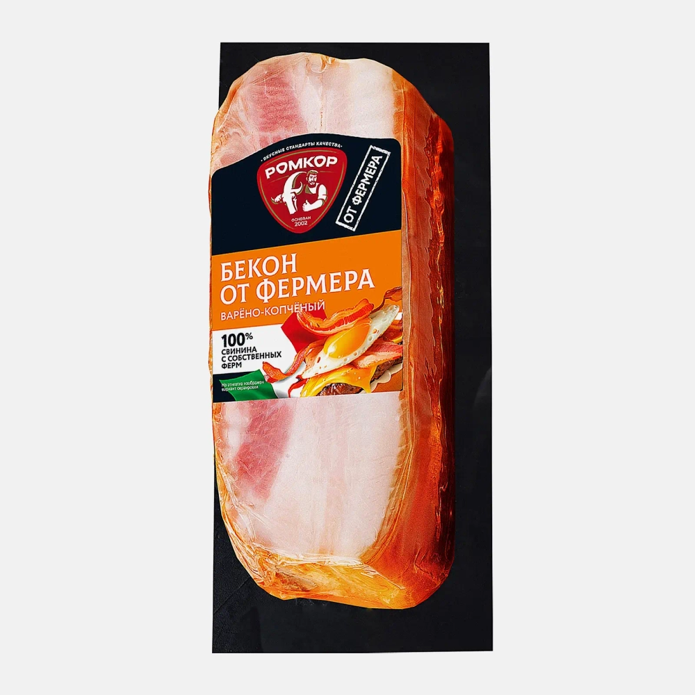 Бекон Ромкор от фермера копчено-вареный 300г