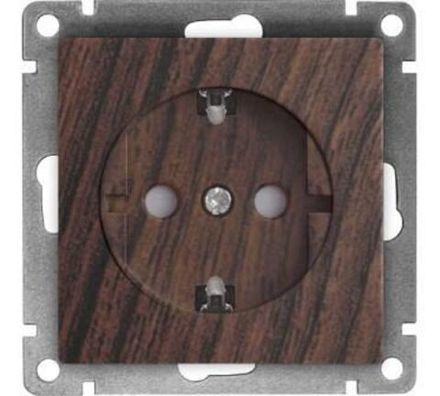 Розетка одноместная "UNIVersal" серия "Афина" б/з, з/ш, с/у, 16А, 220В, венге (еврослот) (HU2311)