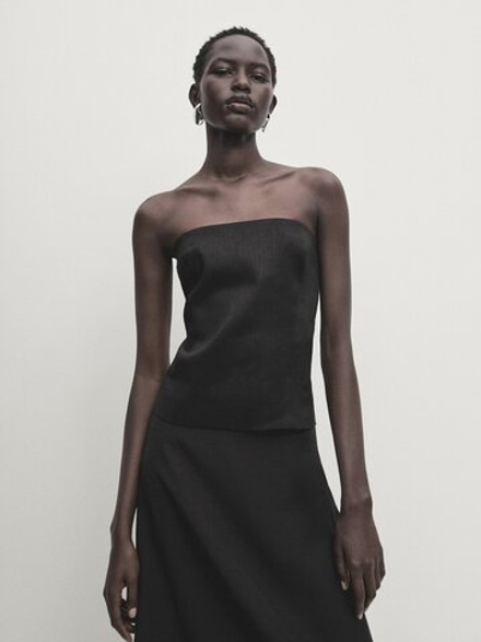 Massimo Dutti Топ без бретелей, черный