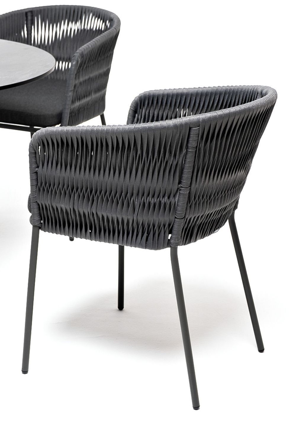 "Диего" обеденная группа на 4 персоны со стульями "Бордо" плетения колос, столешница "серый гранит"