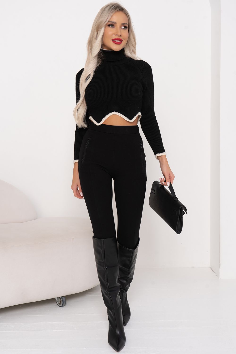 Джемпер кашемировый (черный) Дж11-262/4 Nikol